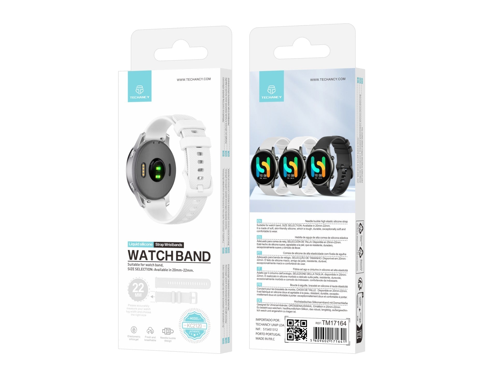 Techancy Pulseira De Relógio Inteligente Branca De 22mm KC2120, Compatível Com Samsung Galaxy Watch/Huawei Watch