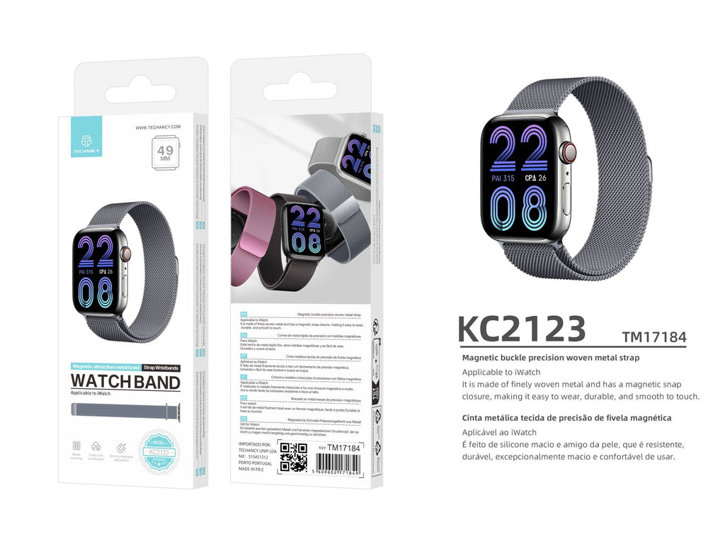 Techancy Faixa Metálica Magnética Cinzenta KC2123, Faixa De Substituição, Compatível Com Apple Watch Series: 49mm，