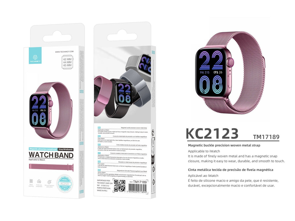 Techancy Faixa Metálica Magnética Rosa KC2123, Faixa De Substituição, Compatível Com Apple Watch Series: 42mm/44mm/45mm，