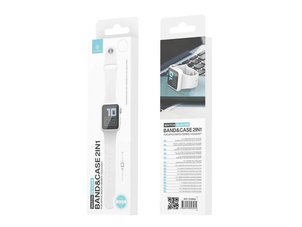 Pulseira de silicone para relógio Techancy, KC2115, com protetor de ecrã, compatível com Apple Watch 40 mm, Branco