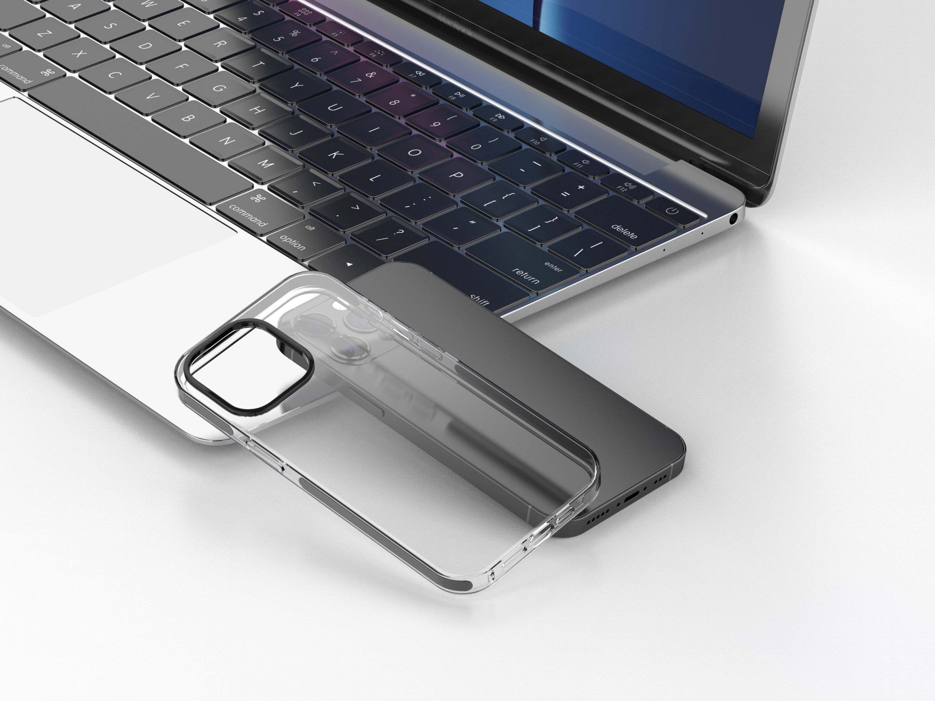 Capa transparente para telemóvel Techancy New Acrylic, KX5602, compatível com iPhone 13, transparente + Preto