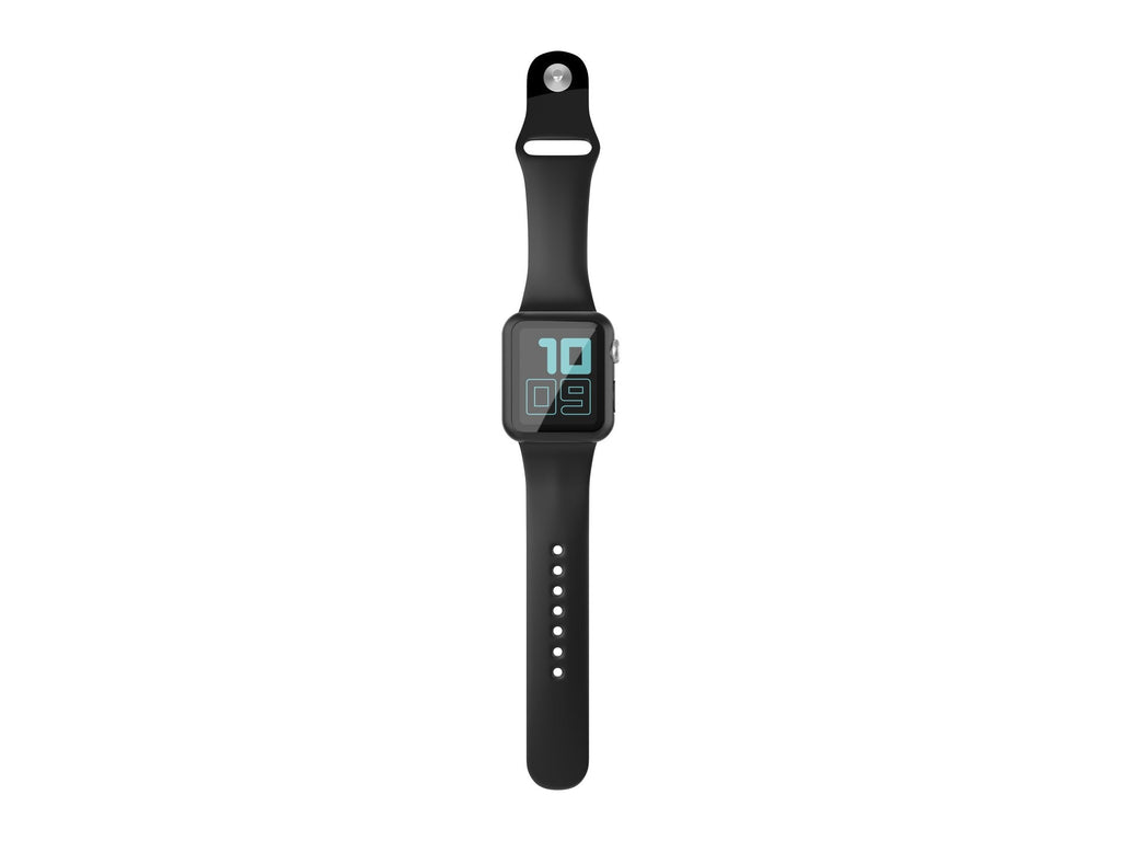 Pulseira de silicone para relógio Techancy, KC2115, com protetor de ecrã, compatível com Apple Watch 42 mm, Preto